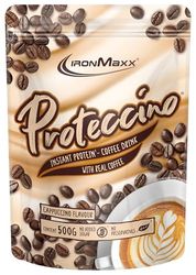 IronMaxx Proteccino – Cappuccino bolsa de 500 g | Café de proteínas con extracto de café real y cafeína | Sin azúcar añadido ni conservantes