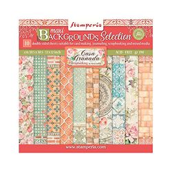 Stamperia International Scrapbooking Pad - Maxi selección de fondo - Casa Granada, multicolor, 30,5 x 30,5 cm (SBBL108)