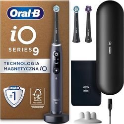 Oral-B iO Seria 9 Szczoteczka Elektryczna, Łączy się z Aplikacją Mobilną Oral-B, z Technologią Magnetyczną iO, 3 Końcówki, Etui Podróżne z Funkcją Ładowania, Czarna
