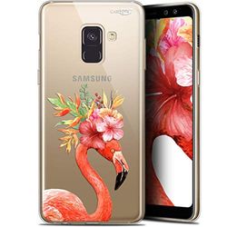 Caseink fodral för Samsung Galaxy A8 (2018) A530 (5.6) HD gel [ ny kollektion - mjuk - stötskyddad - tryckt i Frankrike] flamingo blommig