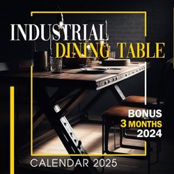 Industrial Dining Table Calendar 2025: 15 Month 2025 From January to December, Bonus 3 Months 2024 with Wonder Photography of Dining Table Style, Perfect for Organizing and Planning