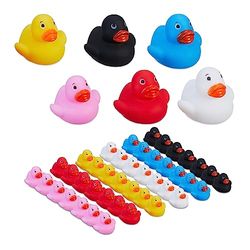 Relaxdays Canards de Bain, Lot de 48, Jouets pour Enfants, 6 Couleurs différentes, Accessoires Caoutchouc, Multicolore