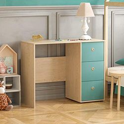 Junior Vida Neptune 3 laden bureau computer kaptafel pc/laptop thuisstudie werkstation kinderen kindermeubilair (blauw en eiken)