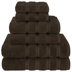 American Soft Linen Set di asciugamani di lusso, 6 pezzi, 2 asciugamani da bagno, 2 asciugamani per le mani, 2 salviette, asciugamani turchi in 100% cotone, set di asciugamani marroni