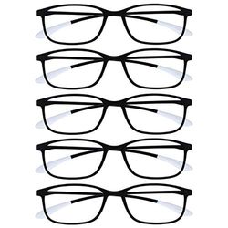 OPULIZE Ice 5 Pacco Super Leggero Occhiali Da Lettura Nero Grigio Donna Uomo RRRRR61-1 +2,00