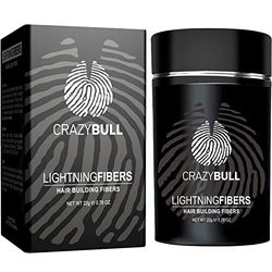 CRAZY BULL Lightning Hair Building Fibers -Black- 22g – Fibre Capillari per Aumentare Volume e Densità, Copertura per Zone Diradate, Fissaggio Duraturo, Effetto Naturale e Realistico