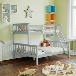 Vida Designs Milan Lit superposé Triple avec Cadre en Bois de pin Massif pour Enfant Gris