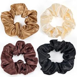 Cheerhom 4PCS Coleteros Pelo Mujer Scrunchies Pelo Satín Elástico para Fiestas Citas Trabajo Deportes Diario