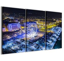 Salerno 002 Panoramisch Wiel Canvas Prints Moderne Schilderijen Huisdecoratie in 3 Voorgevormde Panelen, Klaar om op te hangen, 120 x 90 cm