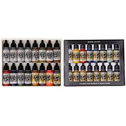 Vallejo Model Air Metallic Effects Acrylic Paint Set for Air Brush - Assorted Colours (Pack of 16) &Model Air Basic Colors Acrylic Paint Set for Air Brush - Assorted Colours (Pack of 16)