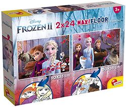 Liscianigiochi Puzzle para niños, 2 puzles de 24 piezas 2 en 1, Doble Cara con reverso para colorear - Disney Frozen La reina de las nieves 86580