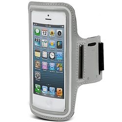 Maclean MC - Brazalete Deportivo del Hombro para Smartphone 4,8" 5,7" Negro Rojo Azul Verde Gris Rosa Turquesa (Gris, 4,8")