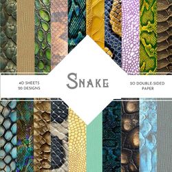 Snake Scrapbook Paper: | 8,5 x 8,5 size | 40 patterned double sided sheets (20 designs) | Snake Themed Collection | Snake Craft Paper