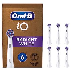 Oral-B iO Radiant White Recambios para Cepillo de Dientes Eléctrico, Pack de 6 Cabezales, Blanco - Originales (Tamaño Buzón)