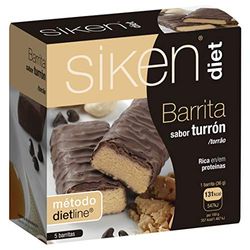 Siken Diet - Barrita Sabor Turrón para ayudarte a Cuidar tu Peso, Rica en Proteínas y Fibra, Snack Ideal para Picar entre Horas- Estuche con 5 Unidades, 180 g