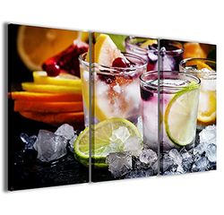 Stampe su Tela Afbeelding Drink 017 Modern doek uit 3 panelen, reeds ingelijst, canvas, klaar om op te hangen, 90 x 60 cm