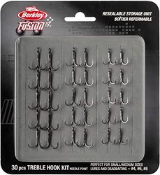 Berkley Fusion 19 Small kit d'hameçon Triple de Grande qualité, très Robuste et très piquant pour la Peche des carnassiers au leurre Varié Noir, Varied