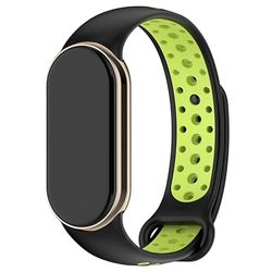 COOL Armband voor Xiaomi Smart Band 8 Sport Silicone, Zwart-Groen, Eén maat, modern