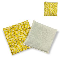 Cuscino termi co "FLOWERS - GIALLI" - con coperchio lavabile - 19 x 19 cm (S) - pieno di noccioli di ciliegia 250gr - effetto freddo/caldo saco termiche