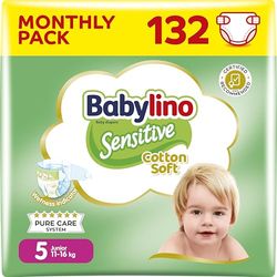 Babylino Sensitive, 132 Pieluszki Rozmiar 5, Junior (11-16 kg), 132 sztuki