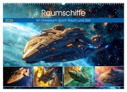 Raumschiffe - Im Universum durch Raum und Zeit (Wandkalender 2026 DIN A2 quer), CALVENDO Monatskalender: Galaktische Abenteuer: Im Raumschiff durch die Weiten der Fantasy