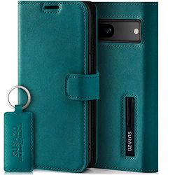 Surazo Leather Wallet Mobile Phone Case Compatible with Google Pixel 7a - Flip & Fold Smartphone Case with Stand, RFID Blocker, Magnet Closure, 3 Slots for Bank Cards - Handcrafted European Leather