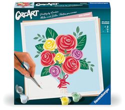 Ravensburger - Creart Adultos Serie Trend: Ramo de Rosas | Pintar Por Numeros Adultos | Kit Manualidades Adultos | Colorear Por Numeros Adultos Que Incluye Pintura Y Lienzo 20x20cm