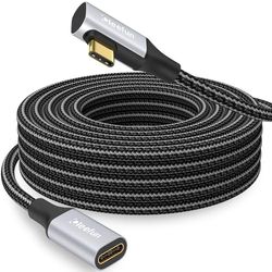 CLEEFUN USB C Verlengkabel 3m Winkle, USB 3.1 5 Gbps 100W USB-C Verlengkabel, Ondersteunt 4K @60Hz Video-Overdracht voor Laptop, iPad, Tablet, Mobiele Telefoon, USBC Hub