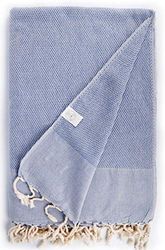 Bersuse 100% Cotton - Ventura XXL Throw Blanket Turkish Towel - Denim Blue