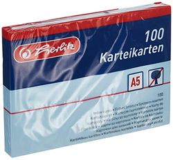 herlitz Indexkaart A5, blanco, blauw, 100 stuks