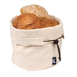 Bolsa para pan APS beige, incl. almohadilla térmica con bolas de cerámica y cordón de algodón, reutilizable, también puede usarse para panecillos, huevos, etc., Ø 19,0 cm
