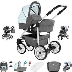 Friedrich Hugo PCS_BERLIN-DE-GEL-GW-09 Friedrich Hugo Berlin, 3-in-1 combi kinderwagen, gelbanden, grijs