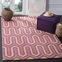 Safavieh "Pinza con Textura Zona Alfombra, luz Azul/Gris, 91 x 152 x 1,6 cm PPPP, Lana, Fuchsia/Grey, 91 X 152 cm