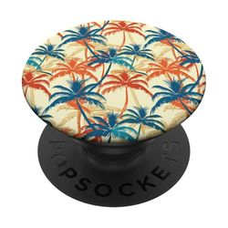 Diseño de palmera tropical, estilo retro, playa, isla PopSockets PopGrip Adhesivo