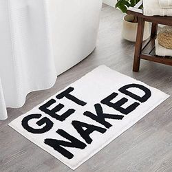 Zeeinx Get Naked Tapis de Bain Mignon en Microfibre antidérapant - Décoration Amusante pour Appartement - Blanc et Noir - Lavable en Machine - 50,8 x 81,3 cm