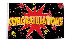 BANDIERA CONGRATULAZIONI NERO 150x90cm - BANDIERA CONGRATULAZIONE 90 x 150 cm - AZ FLAG