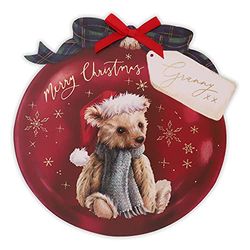 Clintons: Teddy On Bauble - Biglietto di Natale per nonna