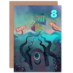 Wee Blue Coo Pirate Octopus Boys 8th Birthday Card