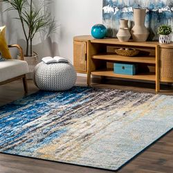 nuLOOM Waterfall Tapete vintage abstrato, 152 cm x 243,8 cm, azul