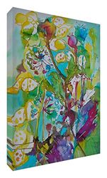 Feel Good Art Toile aux Couleurs Vives Abstrait Appartenant de l'Artiste Val Johnson Fleurs Sauvages 30 x 20 x 4 cm Petite