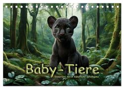 Baby-Tiere (Tischkalender 2025 DIN A5 quer), CALVENDO Monatskalender: Jeden Monat KI-generierte Baby-Tiere in thematischen Szenen
