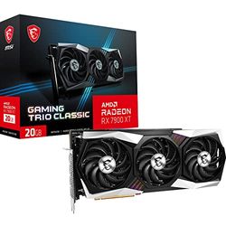 MSI Radeon GPU RX 7900 XT Gaming Trio Classic 20G Carte Graphique - GDDR6 20GB (20 GB/s, 320-bits), PCIe 4.0 - TRI FROZR 2 (3 x Ventilateurs TORX 4.0), RGB - HDMI 2.1, DisplayPort 2.1