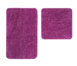andiamo Tapis de Bain en Microfibre - Différentes Couleurs et Tailles - Certifié Öko-Tex 100 - Lot de 2 Tapis de Bain - en Polyester - Violet - 50 x 80 cm + 50 x 50 cm