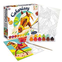 Sentosphère 3904506 Colorizzy, Malen nach Zahlen, Malset für Kinder, Pferde, Bastelset, Kreativ-Set, DIY, Multi