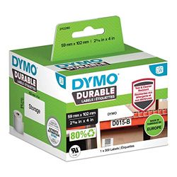 DYMO LW Durable Industrial Labels for LabelWriter Label Printers, White Poly, 59 x 102 mm, Roll of 300 (1933088)