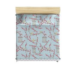 Edredón acolchado 250x200 Turquesa Blanco Beige Rosa