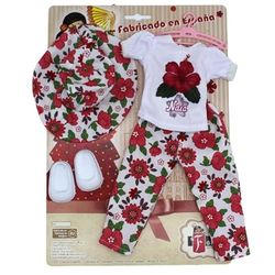 Ensemble de vêtements pour poupée Naia Folk Artesanía Pantalon, Pamela et T-Shirt Personnalisable pour poupées Collection Sintra, Simona, Mari's, Pepa's ou Naia 41 cm. Vidal Rouges Dolls.