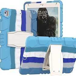 Carcasa para iPad de 6ª generación, iPad Air 2, iPad Pro 9.7, Funda de protección Resistente, Tres Capas a Prueba de Golpes de silicio Blando+PC Duradera con Suppor para iPad 9.7" 2018/2017