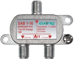 Axing SAB 1-12 1-voudig SAT-verdeelstukken met aftakdemping (5-2200 MHz) aluminium SAB 1-16
