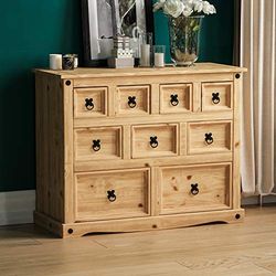 Vida Designs Corona Commode marchande 9 tiroirs en pin Massif
